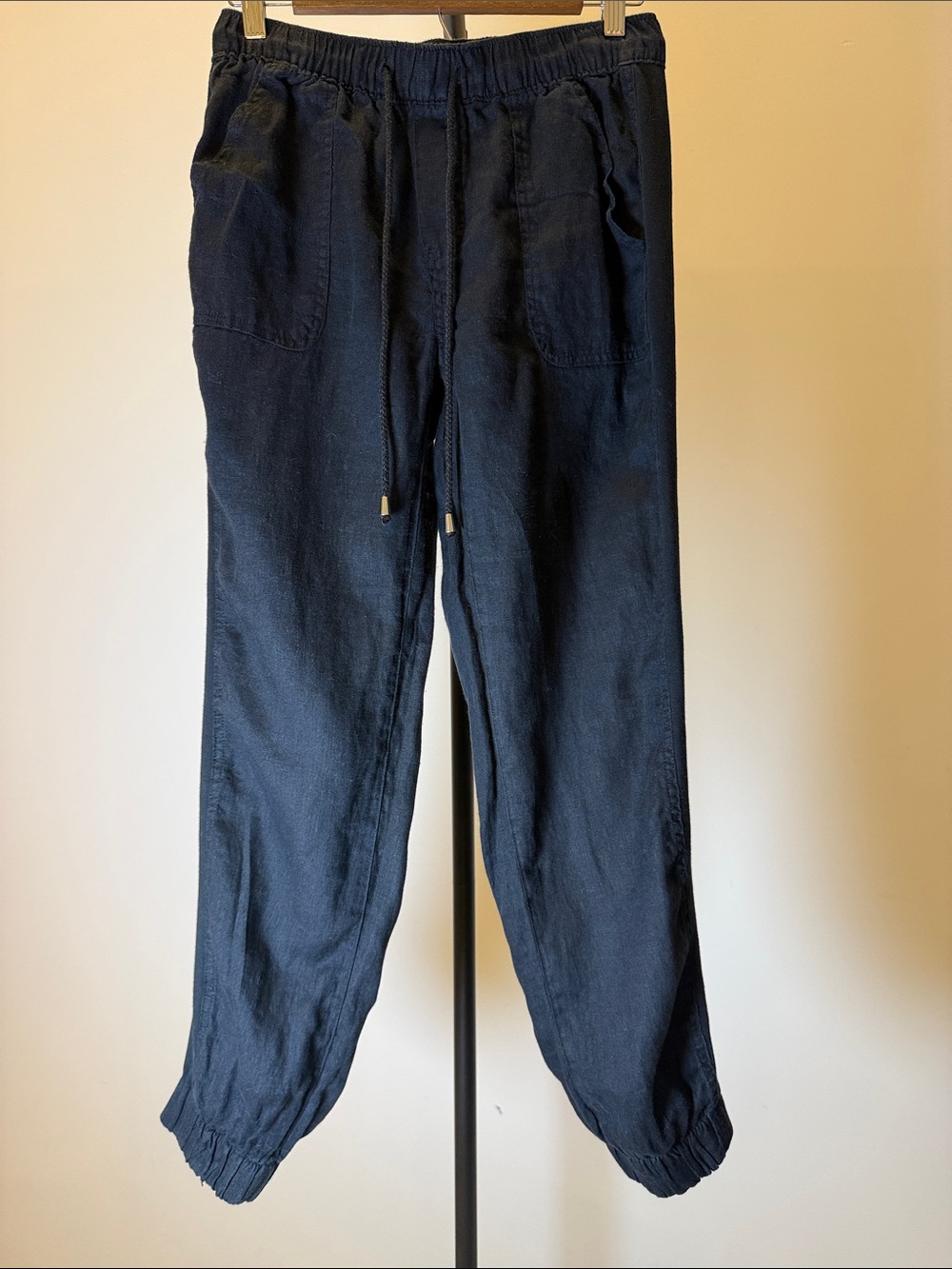 Rachel Zoe 100% Linen Black Drawstring Jogger Pants - Size Small
